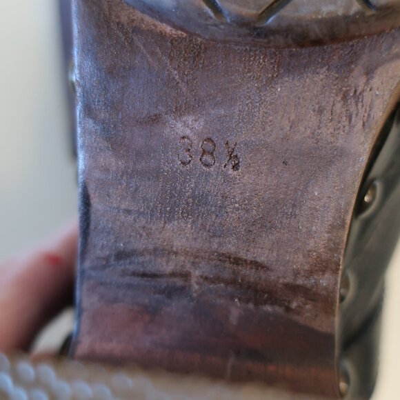 Womens Chanel Black Leather Wood Heel Studded Platform Mules Clogs 38.5 US/8 - Picture 9 of 16